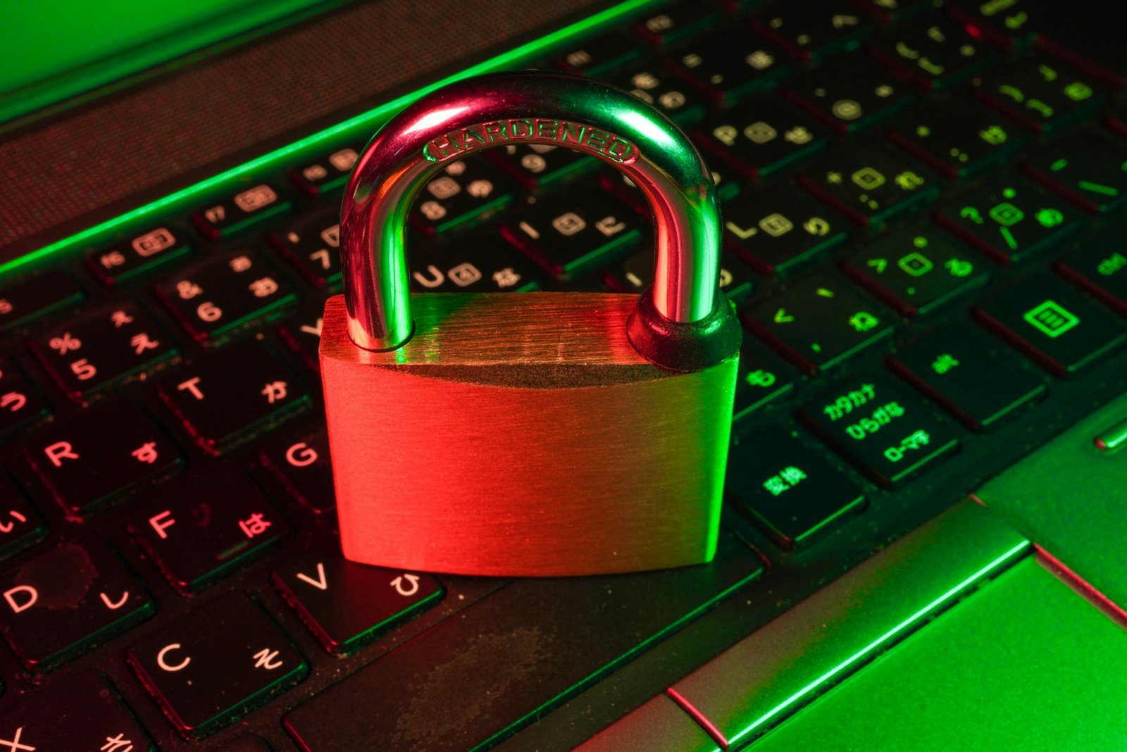 Padlock on a keyboard, representing data privacy